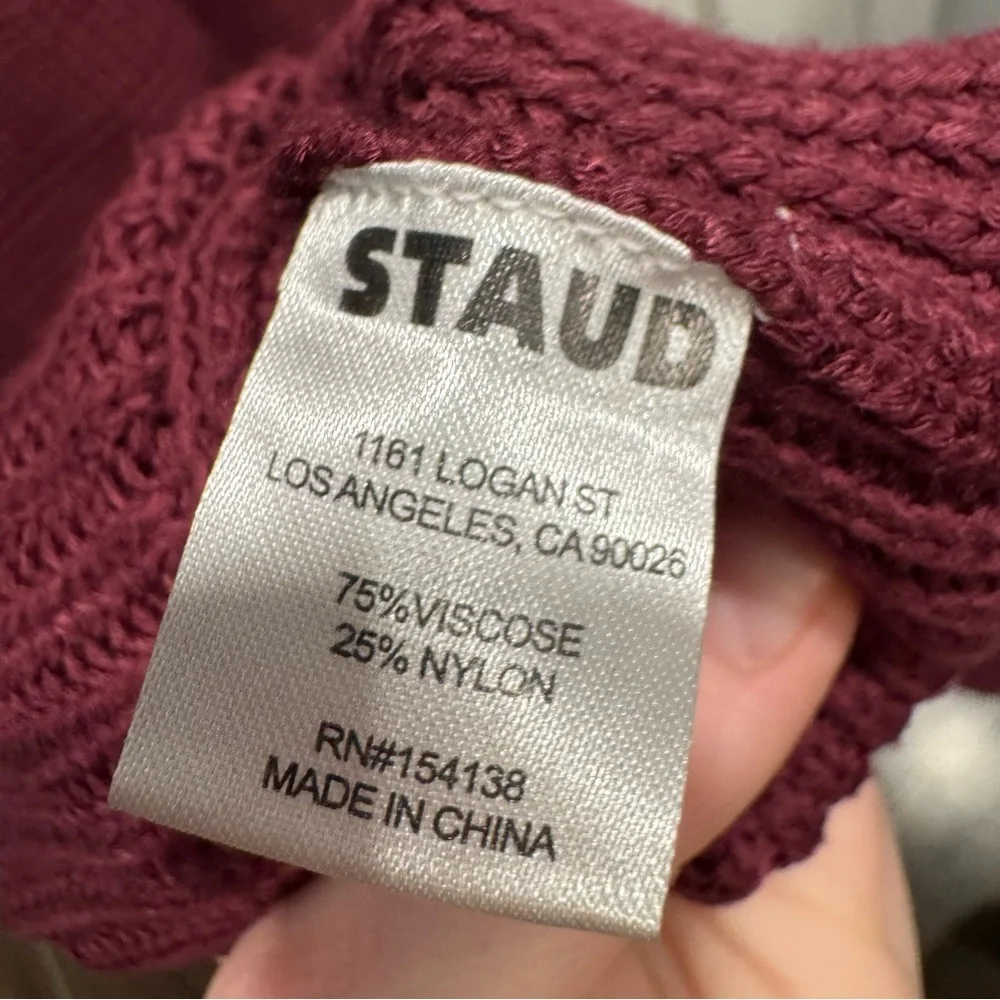 Staud Merlot Carnation Sweater‎ Knit Midi Dress Large Burgundy Designer Cozy - Picture 9 of 16
